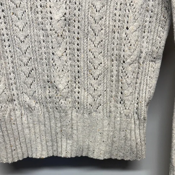 Cynthia Rowley Wool Blend Cream Ruffled Collared Cable-Knit Sweater - Picture 5 of 6